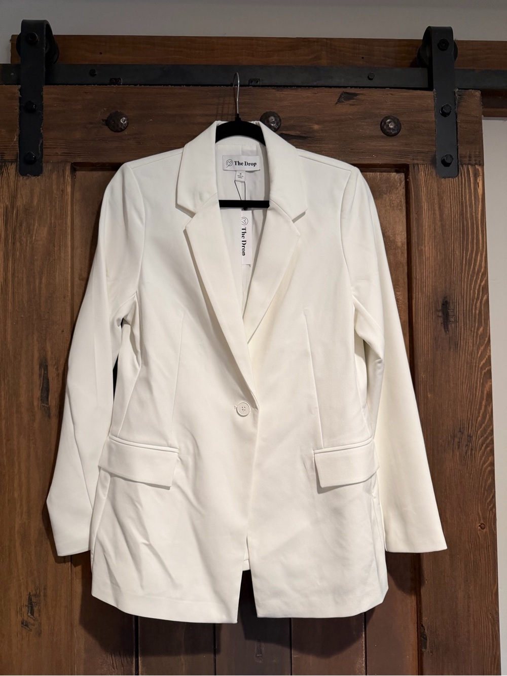 The Drop Women's Cream Single-Button Blazer